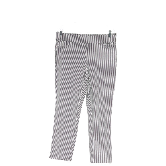 Anne Klein Gray Striped Cropped Pants - Size 10 - Picture 1 of 4